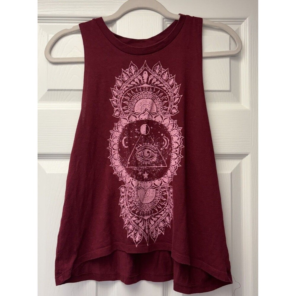 Billabong Tank Women’s XS Burgundy Celestial Surfer Skater Tee